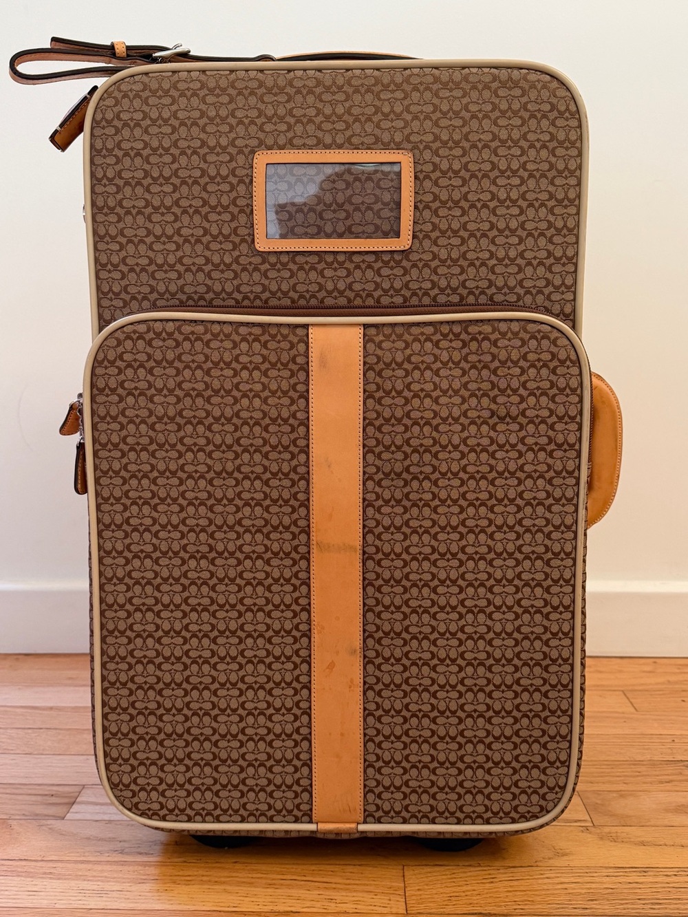 Coach Brown Signature Rolling Carry-On with Tan Trim